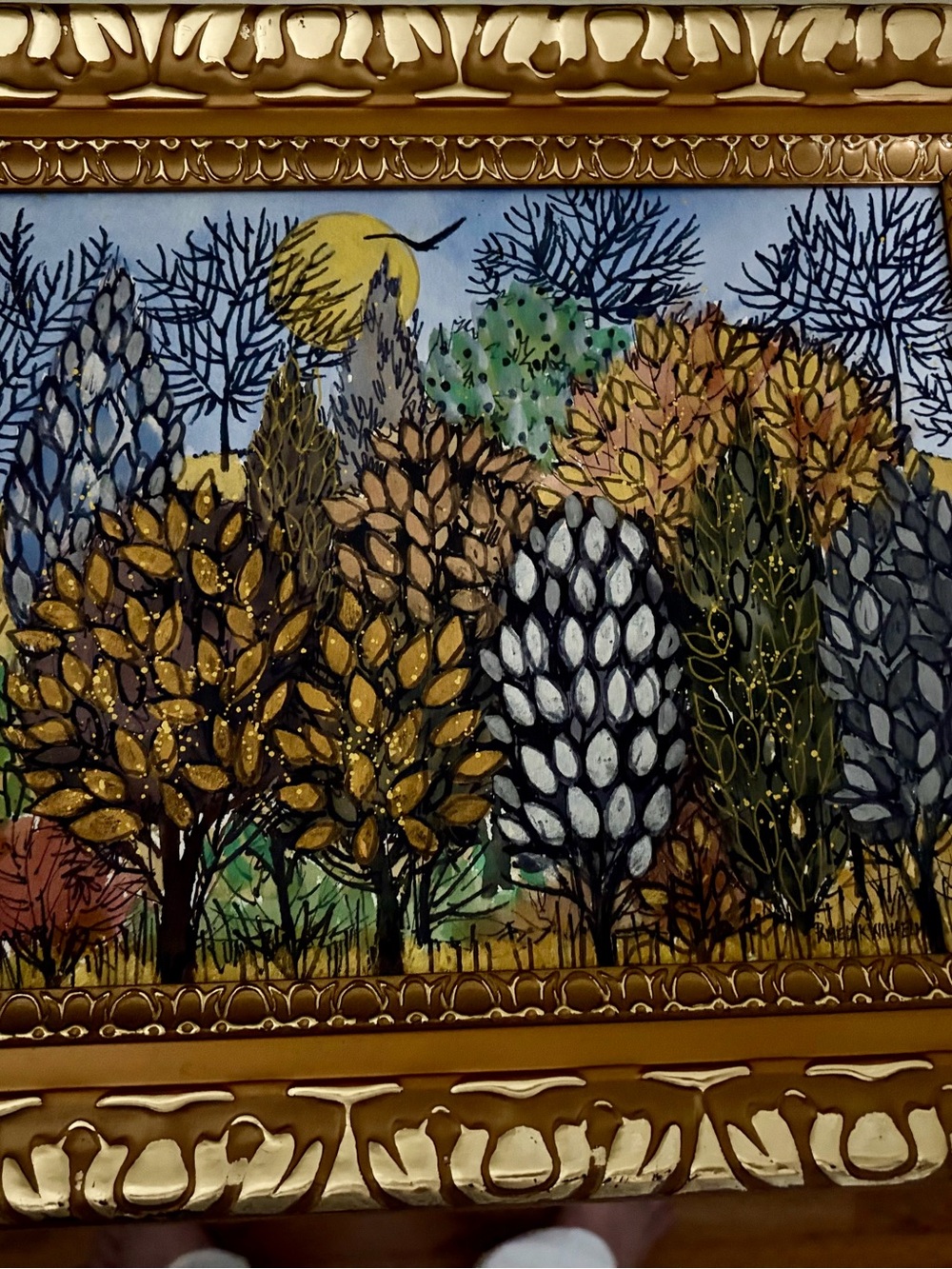Painting of “Mystical Trees” in a Beautiful Gold Frame Fantasy Picture